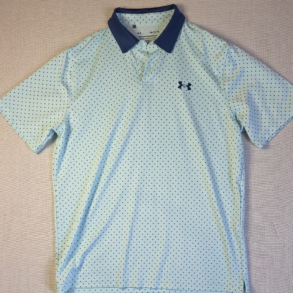 Under Armour Men's Sky Blue Polo with Navy Accents
